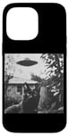 Coque pour iPhone 14 Pro Max Cat Selfie with UFO Weird 50s Photo --