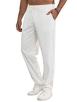 Halfword Pantalon de jogging décontracté pour homme Coupe ample Pantalon de détente avec poches, pour entraînement Gym Course, blanc, 31-35