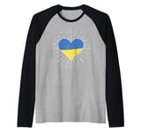 Ukrainian Flag Vintage Heart Ukraine Fan Retro Raglan Baseball Tee