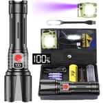 BEYSTE Lampe Torche LED Ultra Puissante 500000 Lumen Lampe De Poche, Torche LED Puissante Rechargeable, Lampe Torche Puissante Tactique Militaire, IPX6Étanche Flashlight pour Camping Randonnée Urgence