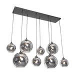 Sandra - Grande suspension - 8 lumière - l 1400 mm - Noir - Art Deco - éclairage intérieur - Salon i Chambre i Cuisine i Salle à manger - Noir - Qazqa