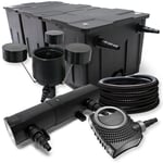 Kit complet: CBF-350C Filtre de bassin jusqu'à 90000 l Biologique, NEO10000 pompe de filtration 10000l/h 80W, CUV-236 lampe uv 36W, 25m Tuyau 25 mm,