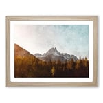 Forest Before The Mountain Painting Modern Art Framed Wall Art Print, Ready to Hang Picture for Living Room Bedroom Home Office Décor, Oak A4 (34 x 25 cm)