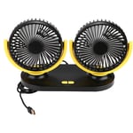 Eosnow - Jeffergarden Ventilateur de voiture usb à double tête, climatiseur Portable, refroidisseur automatique, Ventilation 12V, noir et jaune