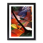 Sleeping Deer In The Forest By Franz Marc Classic Painting Framed Wall Art Print, Ready to Hang Picture for Living Room Bedroom Home Office Décor, Black A4 (34 x 25 cm)