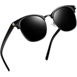 Joopin Rétro et Classique Lunettes de Soleil Homme Polarisées Demi-Cerclée et Lunette de Soleil Noire Femme Demi Cadre UV400 pour Conduite