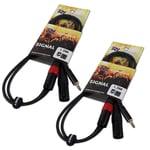 2x Cheap Durable PD Connex Dual XLR to 3.5mm Jack Mobile DJ Mixer MP3 Leads 1.5m