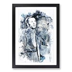 Big Box Art Frank Sinatra in Abstract Framed Wall Art Picture Print Ready to Hang, Black A2 (62 x 45 cm)