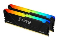 Kingston FURY Beast RGB - DDR4 - kit - 16 Go: 2 x 8 Go - DIMM 288 broches - 3733 MHz / PC4-29800 - CL19 - 1.35 V - mémoire sans tampon - non ECC - noir