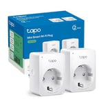 Tapo Prise Connectée WiFi, Prise Intelligente compatible avec Alexa et Google Home, 10A Type F, Contrôler le radiateur, la cafetière, la lampe à distance, aucun hub requis, Tapo P100(2-pack)