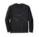 Cat In Hat Outline Cool Cat Lovers Long Sleeve T-Shirt