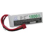 vhbw Batterie Li-Polymer LiPo 1800mAh 11.1V pour modélisme RC - divers modèles réduits : voitures de course, hélicoptères, avions, bateaux etc.