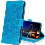 IMIRST Cuir Premium Coque pour Oppo A94 5G, [Stand Support] [Porte-Cartes de Crédit] [Fermeture Magnétique] Portefeuille Étui Housse pour Oppo A94 5G / Reno5 Z. LD Mandala Blue