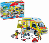 Playmobil 71202 Ambulance avec Effets Lumineux et sonore - City Life - Les Secours - avec Trois Personnages, Un Brancard à Roulette et des équipements de Secours - Ville & Métiers - Dès 4 Ans