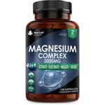 Magnesium Complex 4 in 1 2000mg Magnesium Capsules Citrate, Bisglycinate, Malate, Oxide