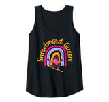 Womens Snowboard Queen Boho Rainbow Winter Sports Snowboarding Girl Tank Top