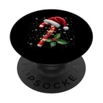 Chapeau de Père Noël en sucre d'orge de Noël pour garçons et filles PopSockets PopGrip Adhésif