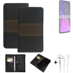 Phone Case + earphones for Motorola One Zoom Wallet Cover Bookstyle protective