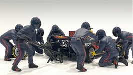 1:18 Pit Crew Figure Set by American Diorama in Blue AD76555 Model Display