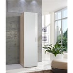 Armoire penderie 1 porte MALTA chêne façade laquée blanc cassé L : 50 cm