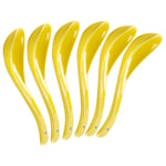 Ceramic Asian Soup Spoons, 6 PCS Chinese Spoons Sets, for Japanese Ramen, Pho, Wonton, Cereal, Salad and Desert, Microwave, Dishwasher Safe, Lead Free and Cadmium Free (Yellow)