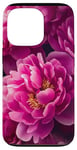 Coque pour iPhone 13 Pro Motif fleur de pivoine magenta et rose pâle