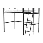 Lit mezzanine avec bureau en métal époxy - Noir - Sommier inclus - 140x190 cm - oxford