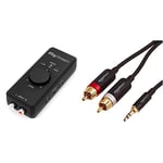IK Multimedia iRig Stream | Streaming audio interface for iPhone, iPad and Mac/PC & Amazon Basics 3.5mm to 2-Male RCA Adapter Cable - 1.2m / 4 Feet