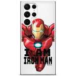 ERT GROUP mobile phone case for Samsung S22 ULTRA original and officially Licensed Marvel pattern Iron Man 029 optimally adapted to the shape of the mobile phone, partially transparent