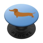 Cute Happy Dog Cartoon Dachshund Wiener Dog Puppy Baby Blue PopSockets PopGrip: Swappable Grip for Phones & Tablets PopSockets Adhesive PopGrip