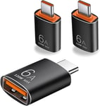 Adaptateur USB C vers USB (3 Pack), Adaptateur OTG de Type C vers USB 3.1 pour Smartphones et Ordinateurs Portables, Compatible avec iPhone 15 Pro Max, MacBook Pro, Samsung Galaxy S20 S21 S2.[V969]