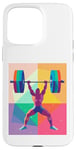 Coque pour iPhone 15 Pro Max Musculaire Guy Overhead Pressing a Massive Barbell