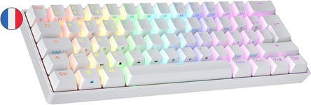 N60 Nova Clavier Mécanique de Jeu 60% | Hot Swap Gaming Keyboard | 62 Touches Programmables | RGB LED | Mac, PC Windows | AZERTY Français (Blanc, Kailh Box Jade)
