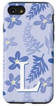 Coque pour iPhone SE (2020) / 7 / 8 Lettre L Monogramme Initiale Fleurs Bleues Hawaïen