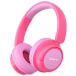 iClever BTH22 Kids Headphones Wireless, 60H Play Time, 74/85 dBA Safe Volume, Bluetooth 5.4, Over Ear Kids Bluetooth Headphones with Mic AUX Cord for iPad/Tablet/Trave/School,Pink