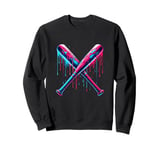 Cross Baseball Bat with SprinklesDrip Sports Player Softball Sweatshirt