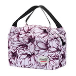 Aosbos Sac Isotherme Femmes Lunch Bag Partable Cabas Thermique pour Déjeuner 8,5L - Violet Fleurs