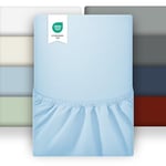 puredown Lot de 2 Drap Housse 180x200 cm avec Bonnet de 30 cm pour Matelas Épais - Protège-Matelas Polyester Microfibre Brossée, Parure de Lit Certifié Oeko-Tex Bleu Ciel