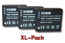 vhbw set 3 batteries 750mAh pr appareil photo Panasonic Lumix DMC-GF5X, DMC-S6, DMC-S6K, DMC-GF6 remplace DMW-BLE9, DMW-BLE9E, DMW-BLG10, DMW-BLG10E