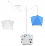 Light-Home - DIUNA - Abat Jour Suspension Luminaire Lustre - Moderne Abat Jour Plafond - Métal et Tissu - E27-3-Lumières - Blanc Bleu Panda