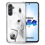 Coque Renforcée en Verre Trempé pour Samsung Galaxy A54 5G Animal Cheval Cristal