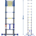 Keli - Echelle Télescopique 3,8M, Echelle Pliante, Escamotable, Fabriquée en Aluminium, Qualité Professionnelle, Certification 150 kg, EN131