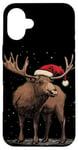 iPhone 16 Plus Christmas Magic Moose in Santa Hat Costume for Cozy Xmas Case