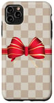 Coque pour iPhone 11 Pro Max Vanilla White Coffee Red Bow Checkered classic pattern