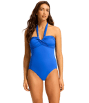 Halterneck bandeau baddräkt, 38 - azure