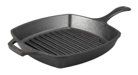 Lodge 17L8SGP3 26.67 cm / 10.5 inch Pre-Seasoned Cast Iron Square Grill Pan / Fat-Free Fryer, Black