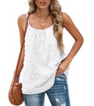 Aokosor Ladies Vests Adjustable Strap Summer Tops for Women Swiss Dot Chiffon Sleeveless Tank White Size 18-20