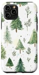 Coque pour iPhone 11 Pro Vert Aquarelle Polka Dots Boho Floral Forest Pin Tree