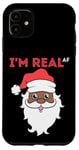 Coque pour iPhone 11 Brown Santa Funny Melanin Christmas I'm Real AF pour hommes et femmes