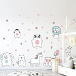 Stickers muraux enfants - Decoration chambre bébé - Sticker mural chambre enfant - Autocollant mural animaux amis des fleurs - H60 x L90 cm